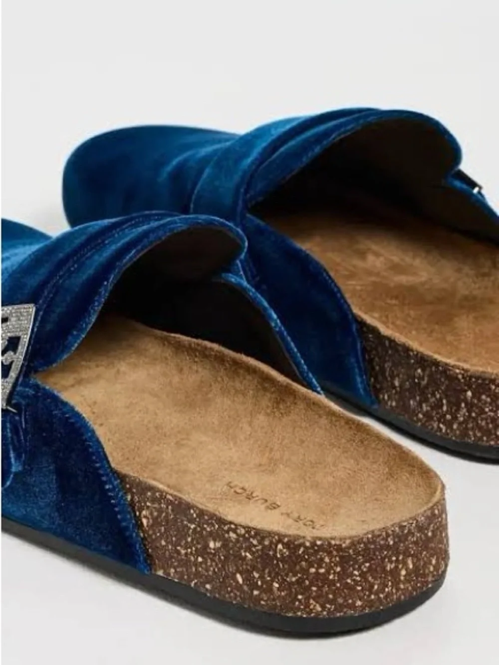 Tory Burch Mellow Pave Velvet Mule in Ocean/Silver - size 6M - NIB